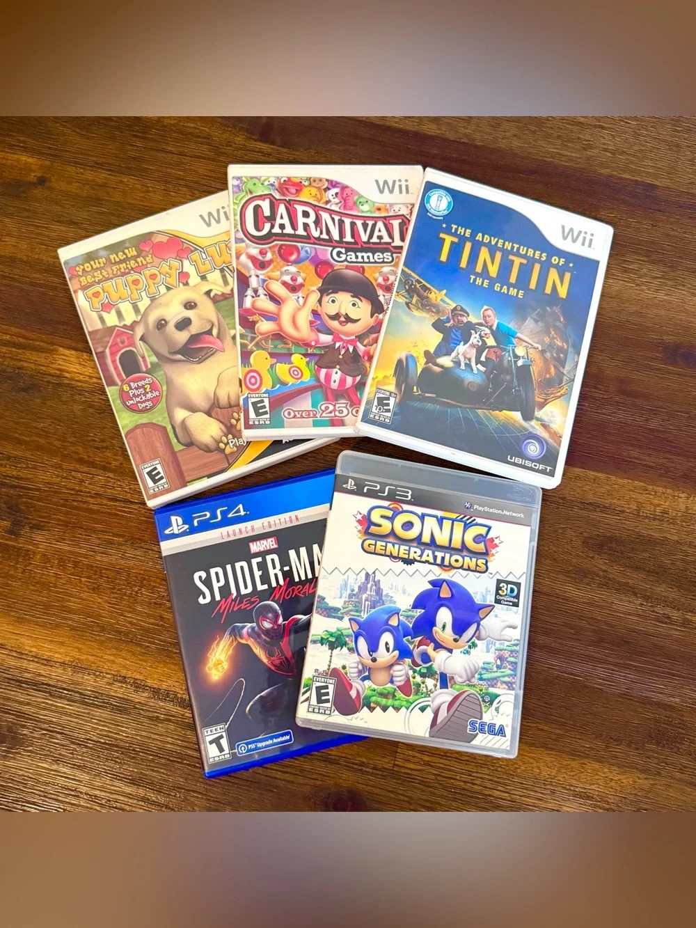 5 Empty Video Game Cases Boxes Manuals Wii PS3 PS4 Marvel Spider-Man Sonic POKE